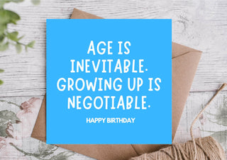 Funny Birthday Card – Age Inevitable, Adulting Optional