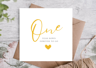 One Year Down Forever To Go Anniversary Card | Card For Husband / Wife