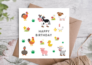 Farm Animals Happy Birthday Card | Kids Birthday Card