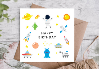 Space Happy Birthday Card | Kids Birthday Card