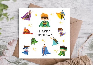 Super Hero Boys Happy Birthday Card | Kids Birthday Card