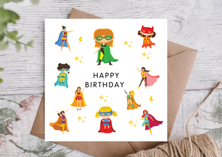 Super Hero Girl Happy Birthday Card | Kids Birthday Card