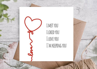 Valentines Card / Card for partner / Card for Him / Card for Her / Cute Valentines Card