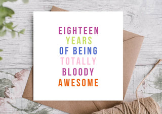 Eighteen Birthday Card / 18th Birthday Card/ Card for her/ Card for him/ ECO Friendly