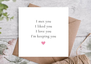 Valentines Card / Card for partner / Card for Him / Card for Her / Cute Valentines Card