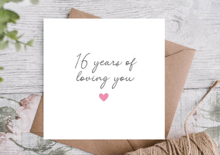 Sixteen years Anniversary Card / Card For Husband / Wife / Boyfriend / Girlfriend / Partner /Cute Anniversary Card / 16 Years