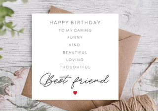Happy Birthday to My Caring Funny Kind Beautiful Loving Thoughtful Best Friend / Happy Birthday Card / Card for Boyfriend / Girlfriend Card