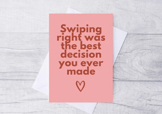 Tinder Valentine's card /Funny Valentines Card / Valentines Card / Card for Him / Card for Her / A5 Card / 100% Recycled Card /