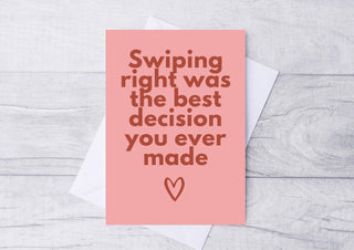 Tinder Anniversary Card | Card For Husband / Wife / Boyfriend / Girlfriend / Partner | Cute Anniversary Card /