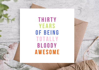 Thirty Birthday Card / 30th Birthday Card/ Card for her / Card for him / ECO Friendly