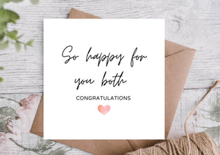 So Happy for You Both Congratulations Card | Wedding Card / New Marriage Card / Just Married / Engagement Card / Card for Him / Her