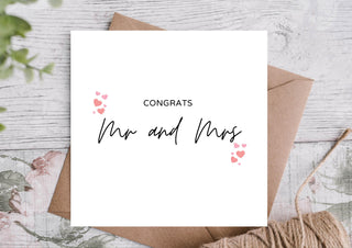 Congrats Mr and Mrs Card | Wedding Card / Congratulation Card / New Marriage Card / Just Married / Congratulations Card / Card for Him / Her