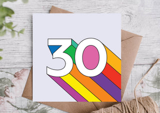 30th Colourful Birthday Card