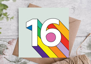 16th Colourful Birthday Card