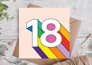 18th Colourful Birthday Card