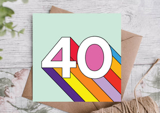 40th Colourful Birthday Card