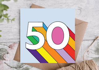 50th Colourful Birthday Card
