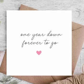 One Year Anniversary Card | Card For Husband / Wife / Boyfriend / Girlfriend / Partner | Cute Anniversary Card