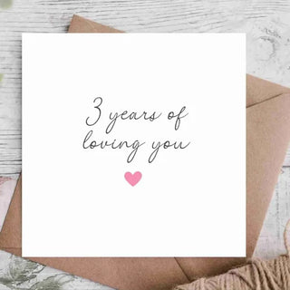 Three Years Anniversary Card | Card For Husband / Wife / Boyfriend / Girlfriend / Partner | Cute Anniversary Card