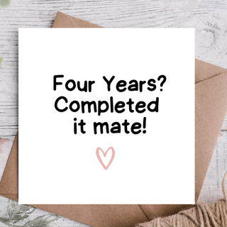 Four Year Anniversary Card / Card For Husband / Wife / Boyfriend / Girlfriend / Partner / Cute Anniversary Card